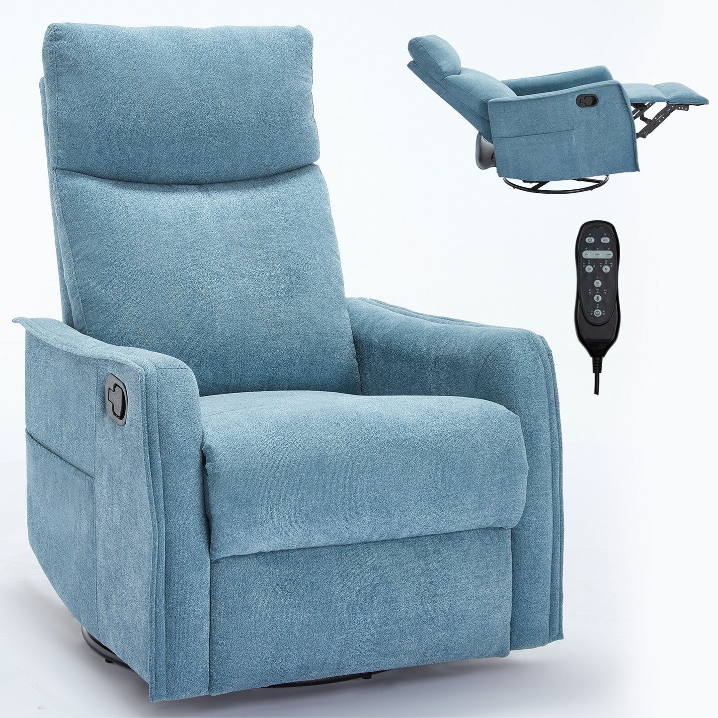 Fauteuil inclinable manuel à massage thermique avec bascule et pivot