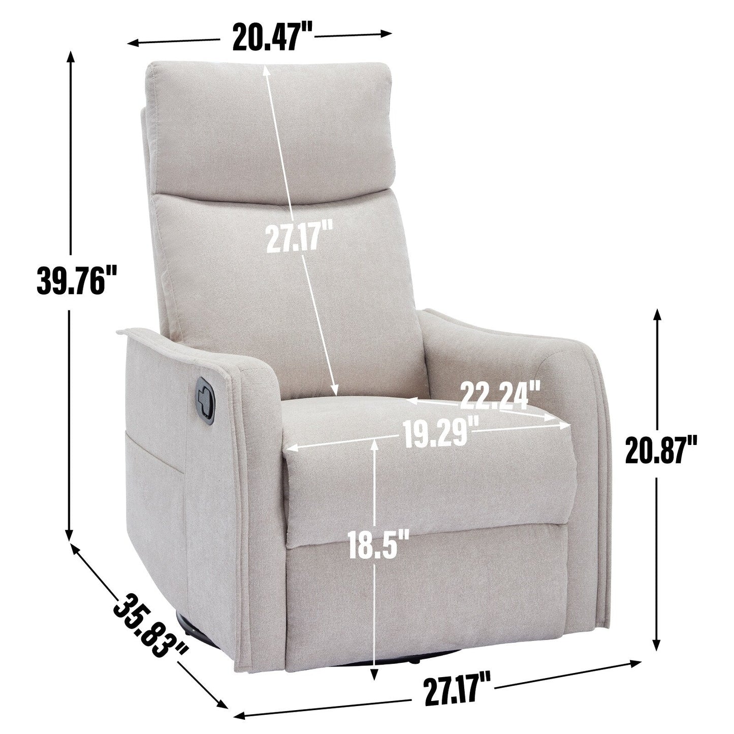Fauteuil inclinable manuel à massage thermique avec bascule et pivot