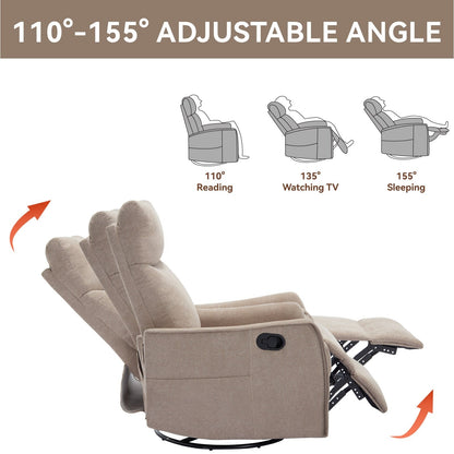 Fauteuil inclinable manuel à massage thermique avec bascule et pivot