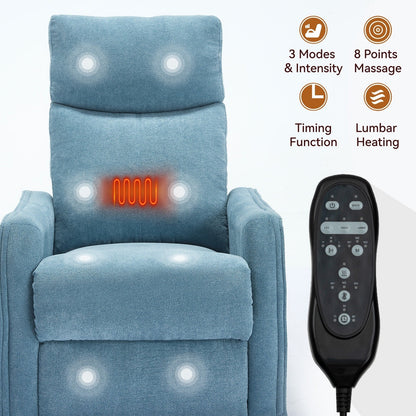 Fauteuil inclinable manuel à massage thermique, pivotant à 360°, tissu à bascule