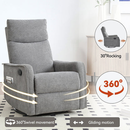 Fauteuil inclinable manuel à massage thermique, pivotant à 360°, tissu à bascule