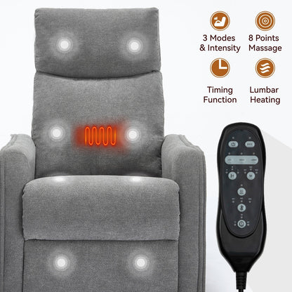 Fauteuil inclinable manuel à massage thermique, pivotant à 360°, tissu à bascule