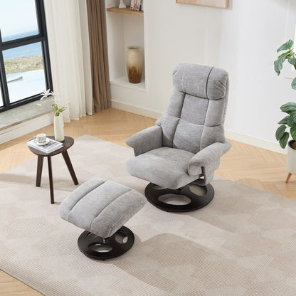 Fauteuil de massage chauffant, pivotant et inclinable, en tissu chenille, avec repose-pieds, dossier réglable et télécommande