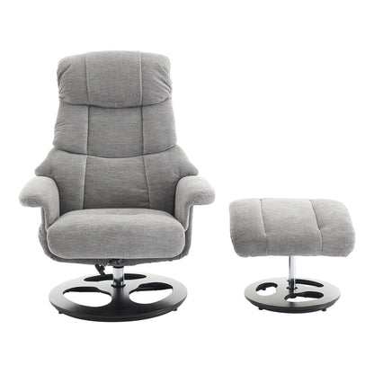 Fauteuil de massage chauffant, pivotant et inclinable, en tissu chenille, avec repose-pieds, dossier réglable et télécommande