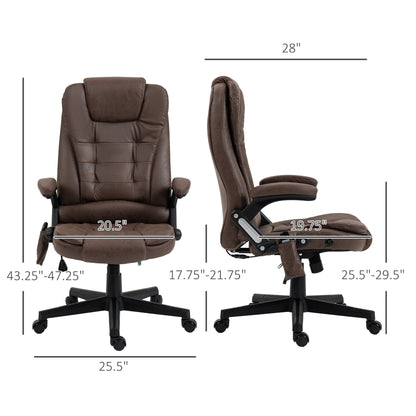 Fauteuil de bureau chauffant en microfibre avec massage à 6 points, dossier inclinable, hauteur réglable et télécommande