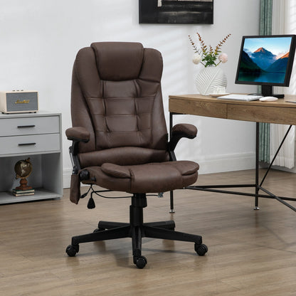 Fauteuil de bureau chauffant en microfibre avec massage à 6 points, dossier inclinable, hauteur réglable et télécommande