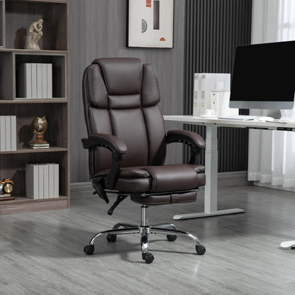 Fauteuil de bureau chauffant en cuir synthétique avec massage, dossier inclinable, hauteur réglable et repose-pieds extensible