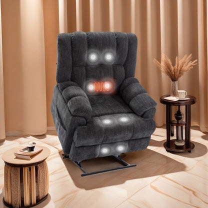 Fauteuil releveur robuste à double moteur pour personnes âgées avec chauffage, massage et inclinaison infinie, supporte jusqu'à 350 lb