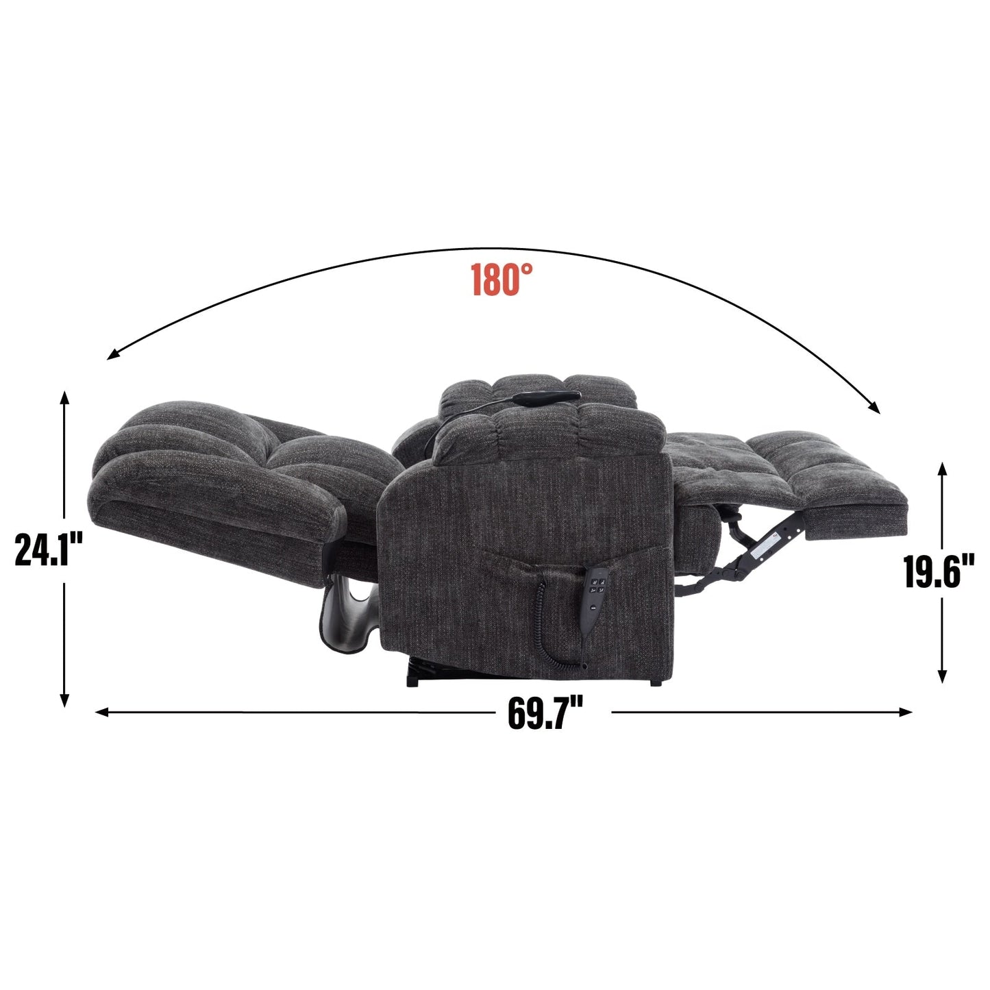 Fauteuil releveur robuste à double moteur pour personnes âgées avec chauffage, massage et inclinaison infinie, supporte jusqu'à 350 lb