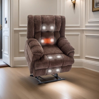Fauteuil releveur robuste à double moteur pour personnes âgées avec chauffage, massage et inclinaison infinie, supporte jusqu'à 350 lb