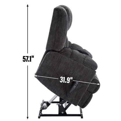 Fauteuil releveur robuste à double moteur pour personnes âgées avec chauffage, massage et inclinaison infinie, supporte jusqu'à 350 lb