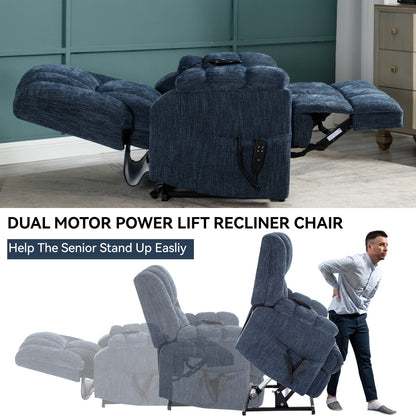 Fauteuil releveur robuste à double moteur pour personnes âgées avec chauffage, massage et inclinaison infinie, supporte jusqu'à 350 lb