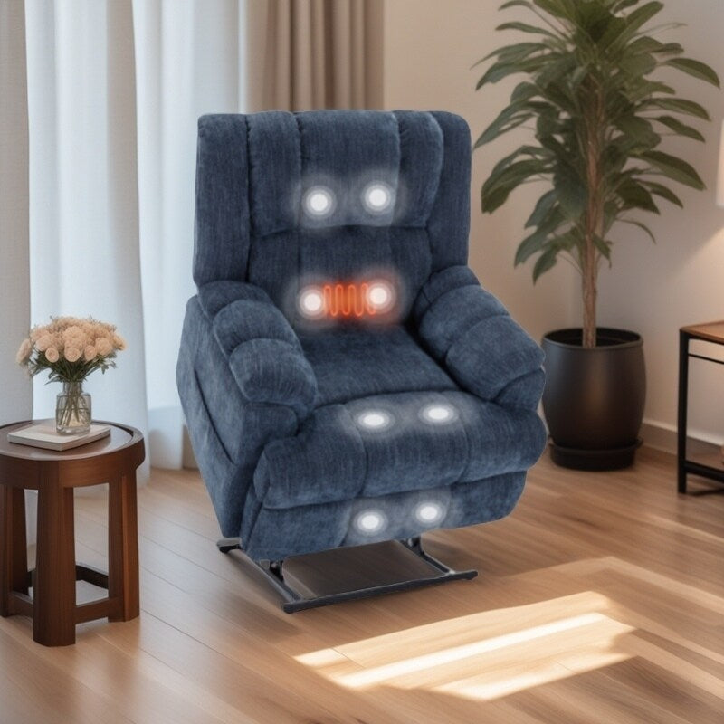 Fauteuil releveur robuste à double moteur pour personnes âgées avec chauffage, massage et inclinaison infinie, supporte jusqu'à 350 lb