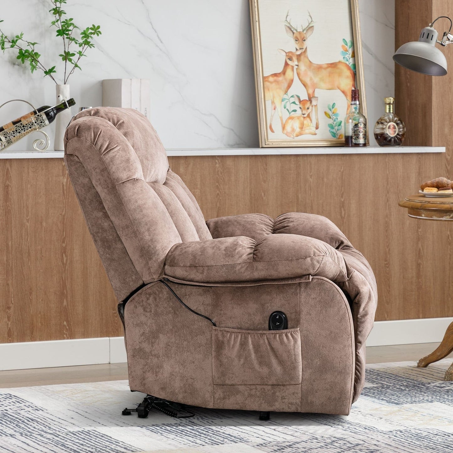 Fauteuil inclinable électrique robuste pour personnes âgées avec un design rembourré