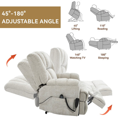 Fauteuil inclinable électrique robuste avec double moteur, fonctions de chauffage et de massage, canapé inclinable électrique à positions infinies