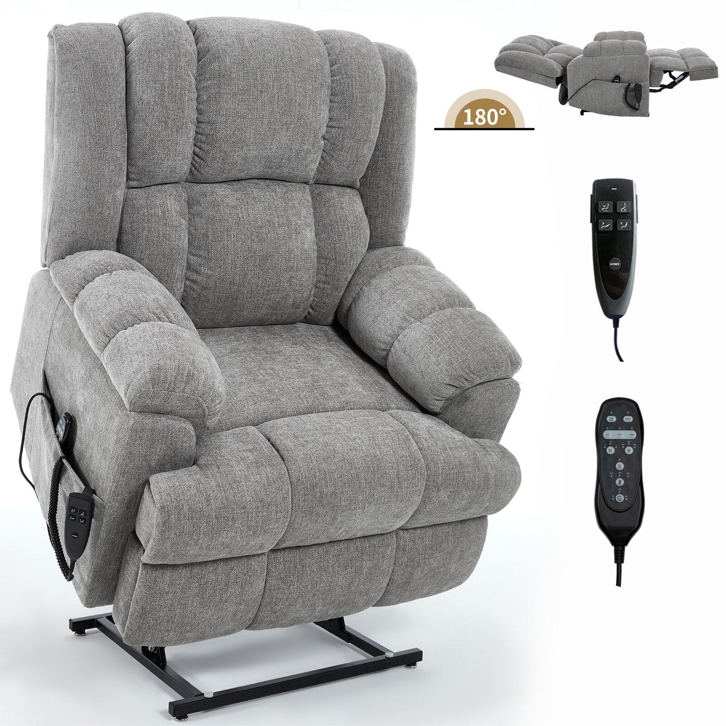 Fauteuil inclinable électrique robuste avec double moteur, fonctions de chauffage et de massage, canapé inclinable électrique à positions infinies