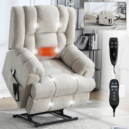 Fauteuil inclinable électrique robuste avec double moteur, fonctions de chauffage et de massage, canapé inclinable électrique à positions infinies