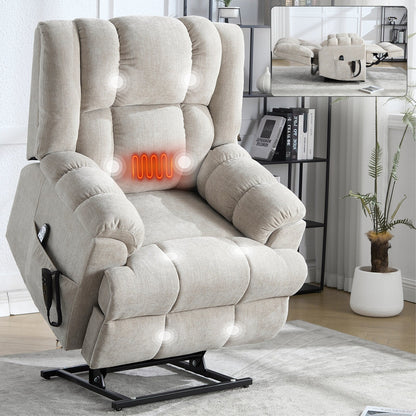 Fauteuil inclinable électrique robuste avec double moteur, fonctions de chauffage et de massage, canapé inclinable électrique à positions infinies