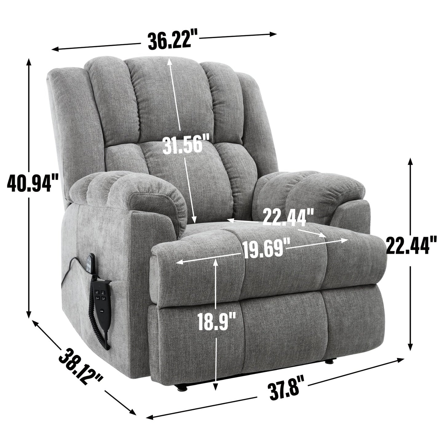 Fauteuil inclinable électrique robuste avec double moteur, fonctions de chauffage et de massage, canapé inclinable électrique à positions infinies