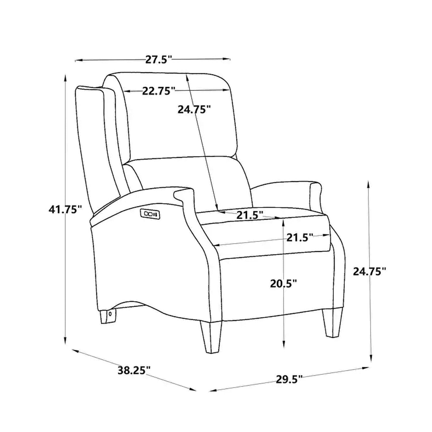 Fauteuil inclinable électrique en cuir véritable Hekkin avec appui-tête réglable et port USB Sièges de salon ultra-confortables