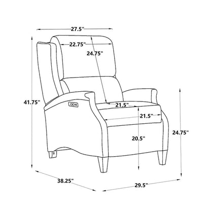 Fauteuil inclinable électrique en cuir véritable Hekkin avec appui-tête réglable et port USB Sièges de salon ultra-confortables