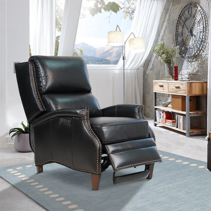 Fauteuil inclinable électrique en cuir véritable Hekkin avec appui-tête réglable et port USB Sièges de salon ultra-confortables