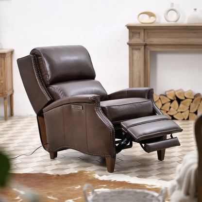 Fauteuil inclinable électrique en cuir véritable Hekkin avec appui-tête réglable et port USB Sièges de salon ultra-confortables