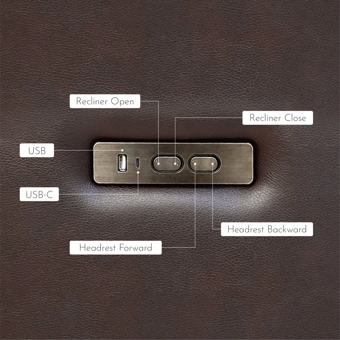 Fauteuil inclinable électrique en cuir véritable Hekkin avec appui-tête réglable et port USB Sièges de salon ultra-confortables