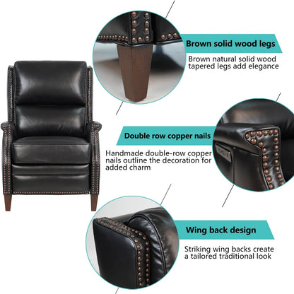 Fauteuil inclinable électrique en cuir véritable Hekkin avec appui-tête réglable et port USB Sièges de salon ultra-confortables