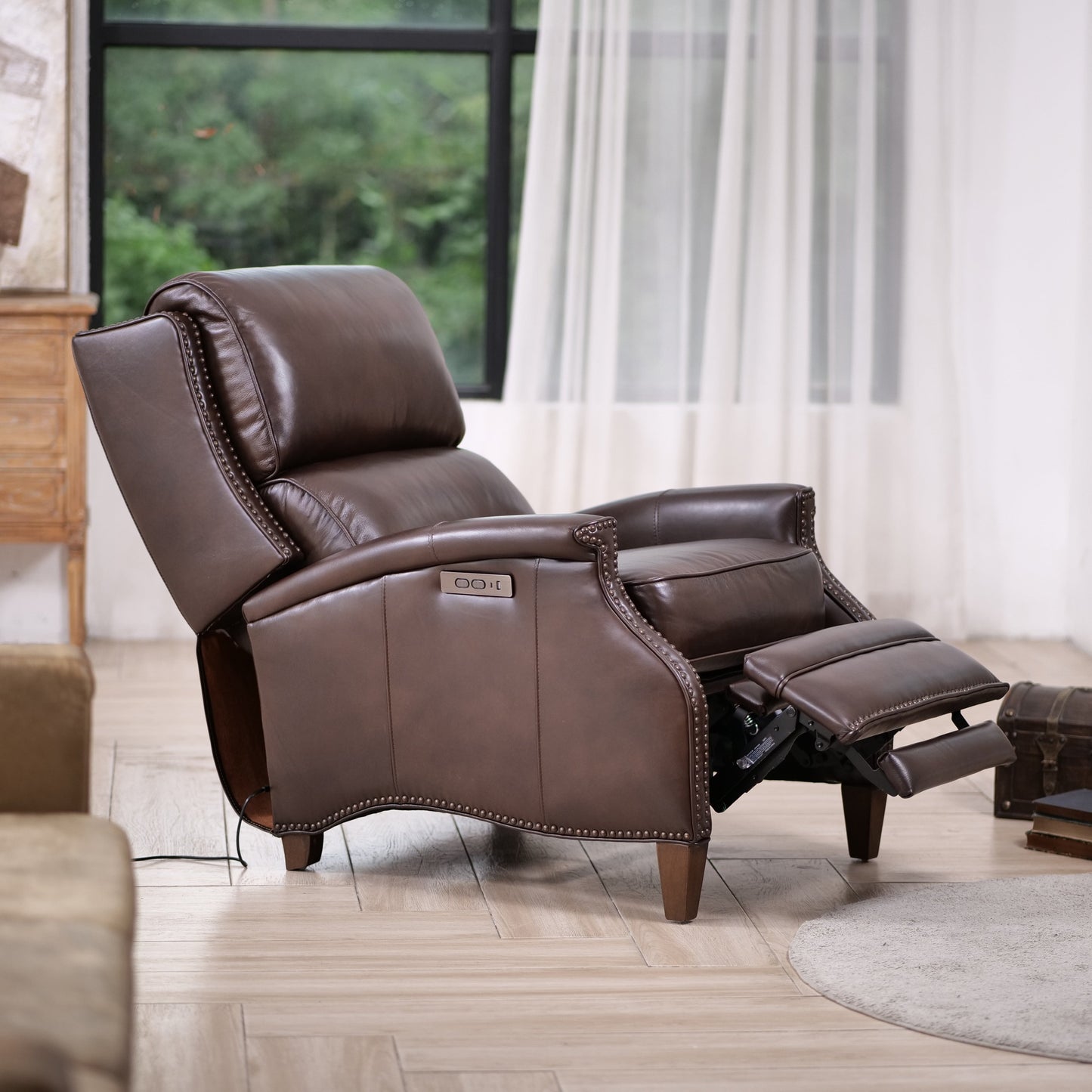Fauteuil inclinable électrique en cuir véritable Hekkin avec appui-tête réglable et port USB Sièges de salon ultra-confortables