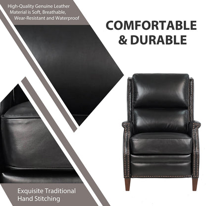 Fauteuil inclinable électrique en cuir véritable Hekkin avec appui-tête réglable et port USB Sièges de salon ultra-confortables