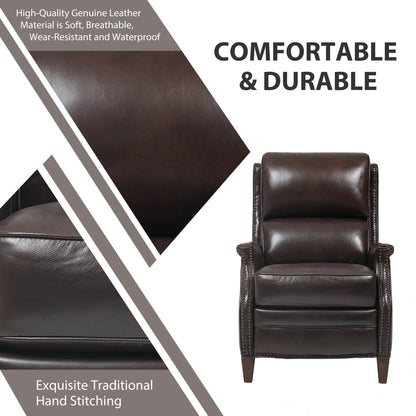 Fauteuil inclinable électrique en cuir véritable Hekkin avec appui-tête réglable et port USB Sièges de salon ultra-confortables