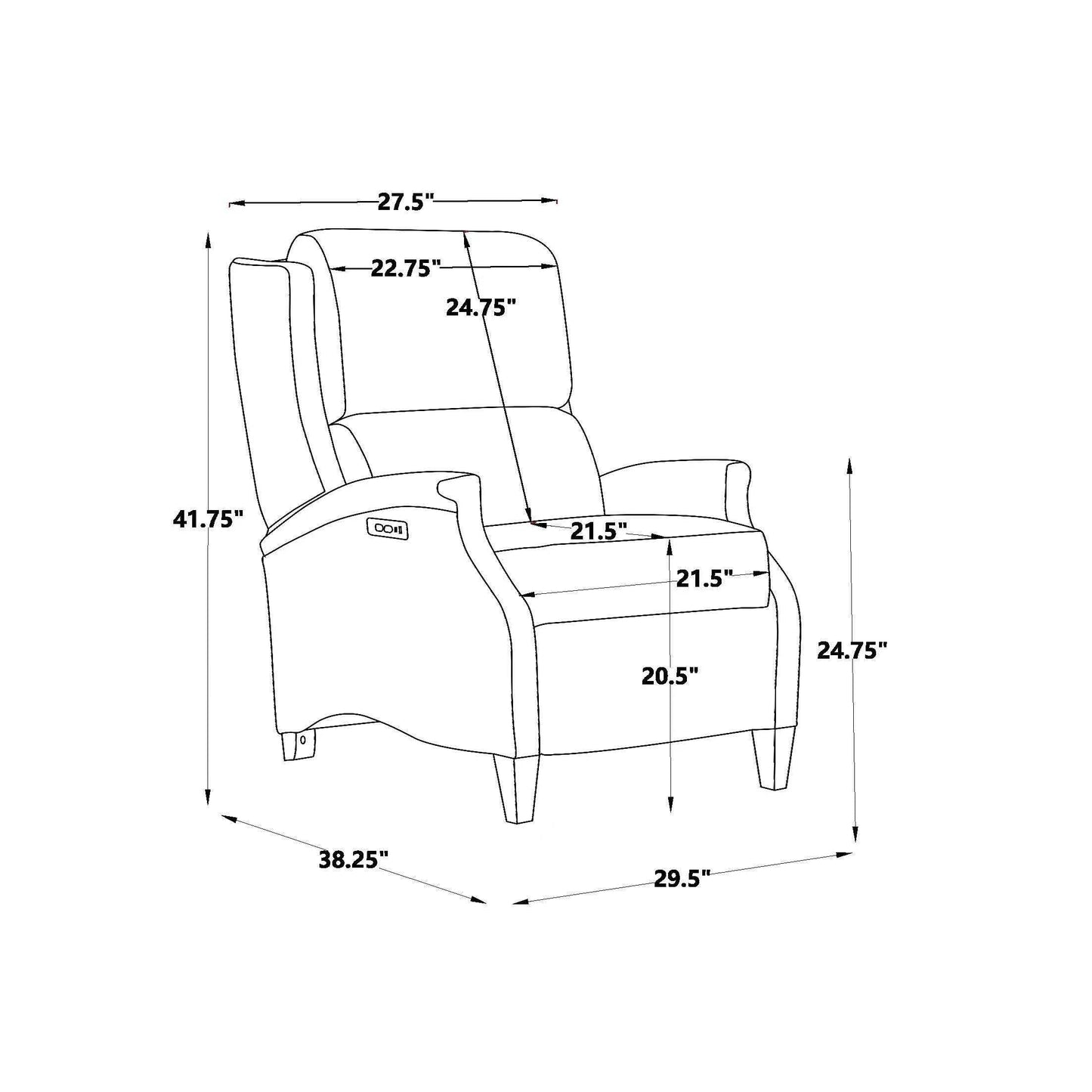 Fauteuil inclinable électrique en cuir véritable Hekkin avec appui-tête réglable et port USB Sièges de salon ultra-confortables