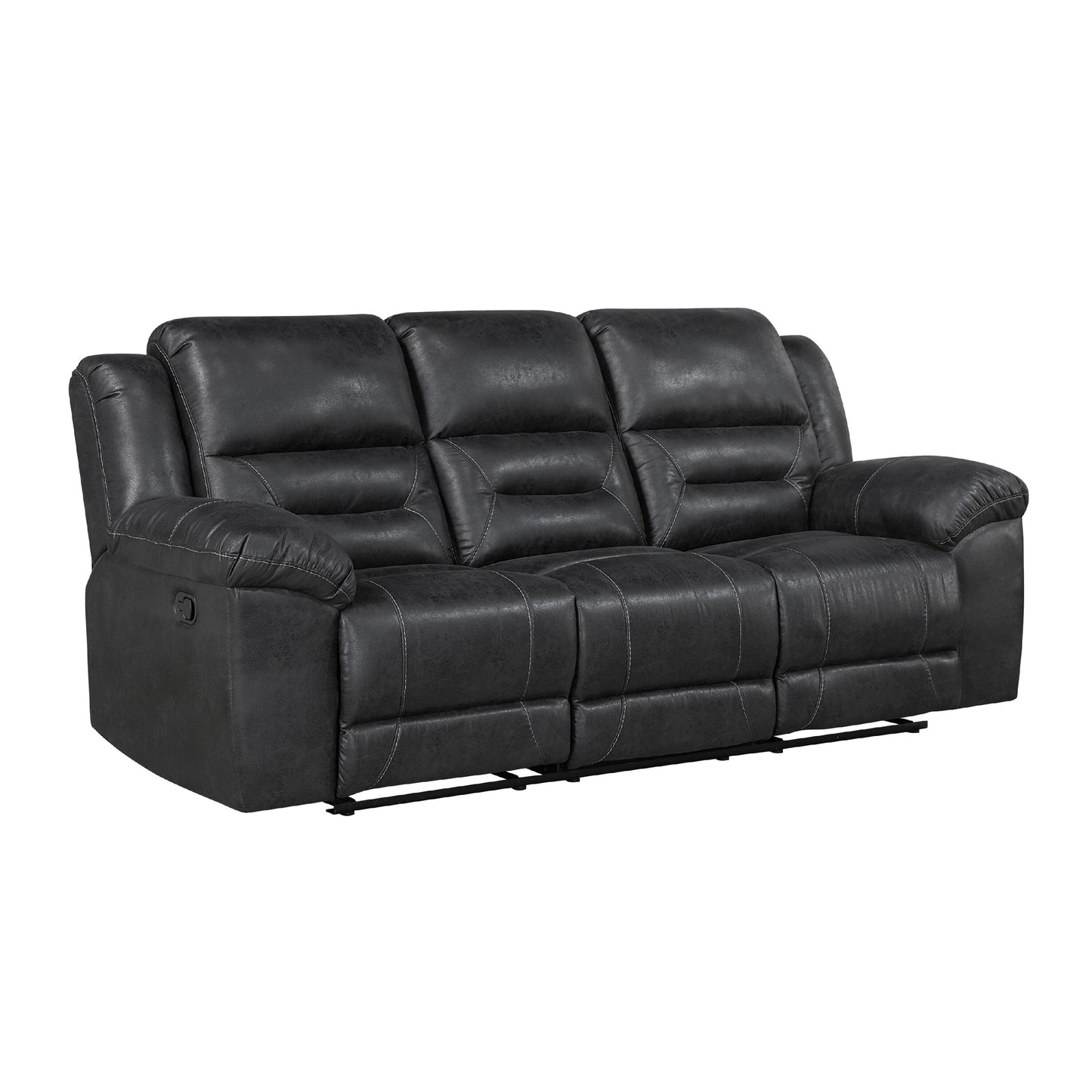 Canapé inclinable manuel double Henry en microfibre noire capitonnée
