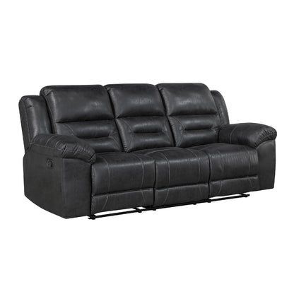 Canapé inclinable manuel double Henry en microfibre noire capitonnée