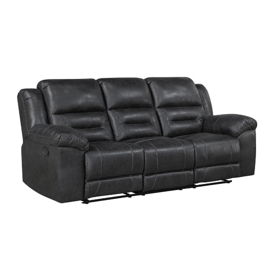 Canapé inclinable manuel double Henry en microfibre noire capitonnée