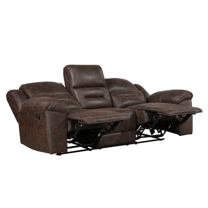 Canapé inclinable manuel double Henry, coussin capitonné, microfibre marron foncé