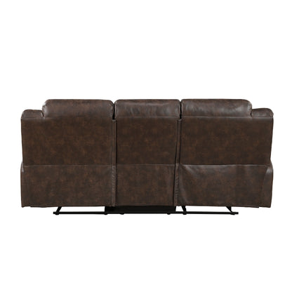Canapé inclinable manuel double Henry, coussin capitonné, microfibre marron foncé
