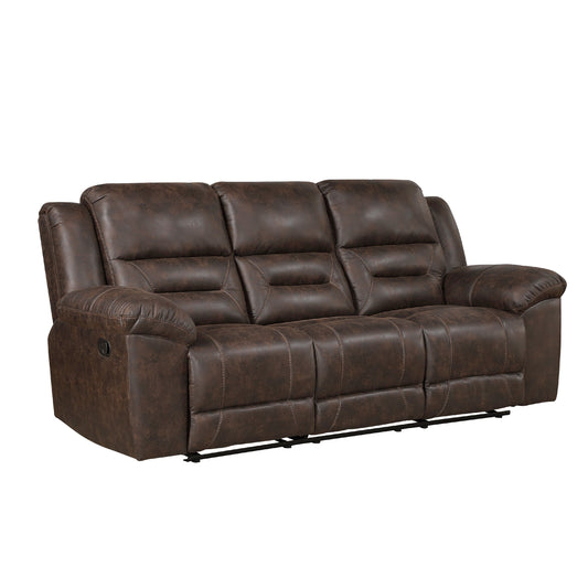 Canapé inclinable manuel double Henry, coussin capitonné, microfibre marron foncé