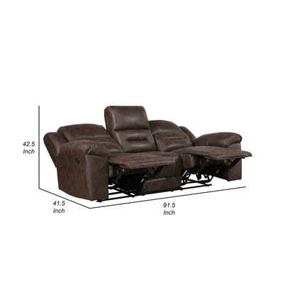 Canapé inclinable manuel double Henry, coussin capitonné, microfibre marron foncé