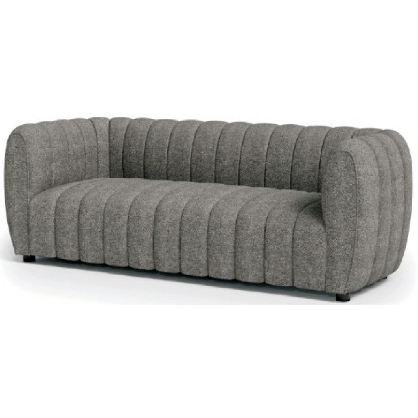 Canapé Hery, 58 cm, boucle grise, détails capitonnés verticaux