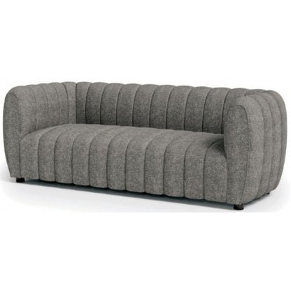 Canapé Hery, 58 cm, boucle grise, détails capitonnés verticaux