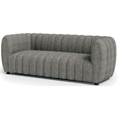 Canapé Hery, 58 cm, boucle grise, détails capitonnés verticaux