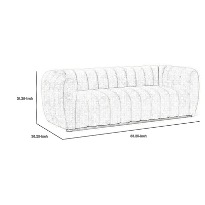 Canapé Hery, 83 pouces, boucle noire, détails capitonnés à canaux verticaux