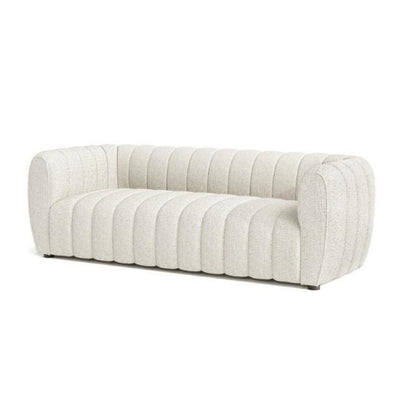 Canapé Hery, 83 pouces, boucle blanche, détails capitonnés à canaux verticaux