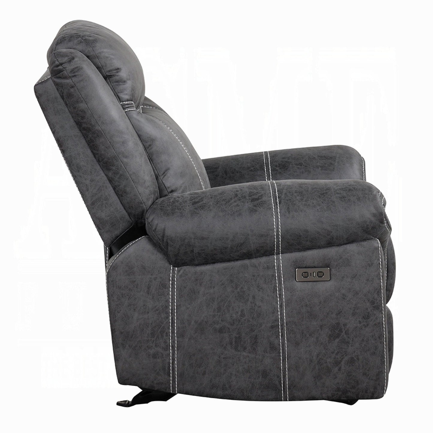 Fauteuil inclinable électrique Hesy, ports USB, microfibre douce gris foncé