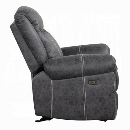 Fauteuil inclinable électrique Hesy, ports USB, microfibre douce gris foncé