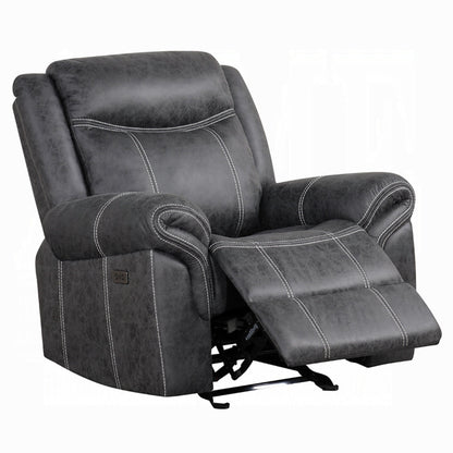 Fauteuil inclinable électrique Hesy, ports USB, microfibre douce gris foncé