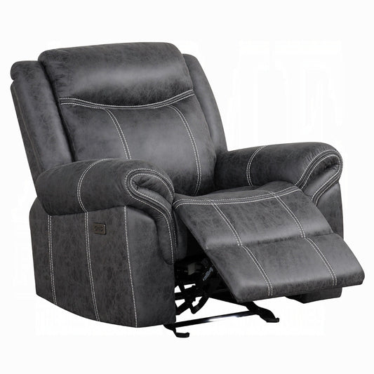 Fauteuil inclinable électrique Hesy, ports USB, microfibre douce gris foncé