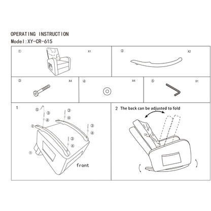 Fauteuil inclinable réglable à dossier haut avec pieds en bois massif, poches de rangement latérales et confort accru pour balcon
